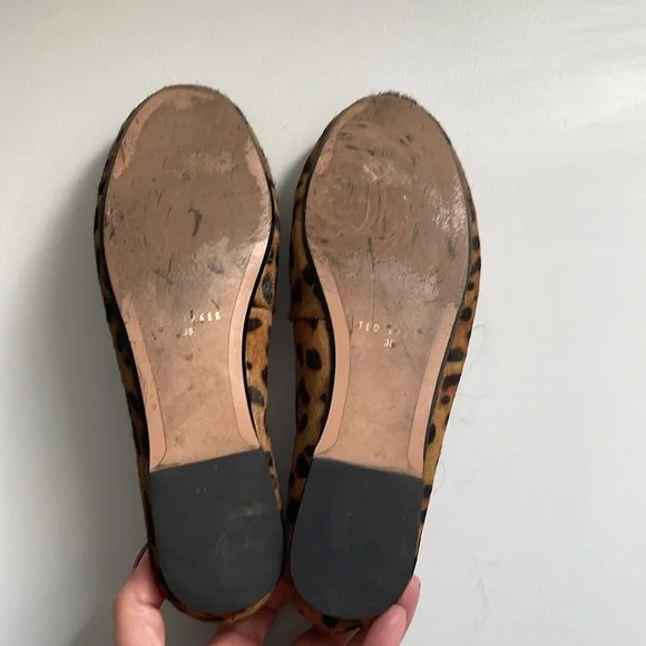 Ted Baker Norha Imitation Leopard Print Bow Pony Hair Ballerina Pump Sz 38 / 7.5 - Picture 6 of 8